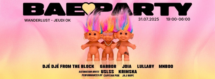Jeudi OK : BAE Party au Wanderlust