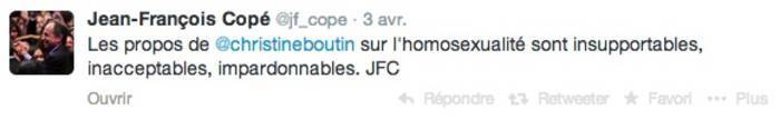 Tweet de Jean-François Copé contre Christine Boutin