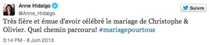 Tweet d'Anne Hidalgo