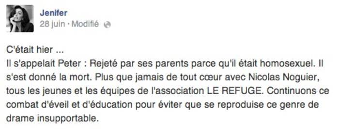 Message de Jenifer concernant Peter