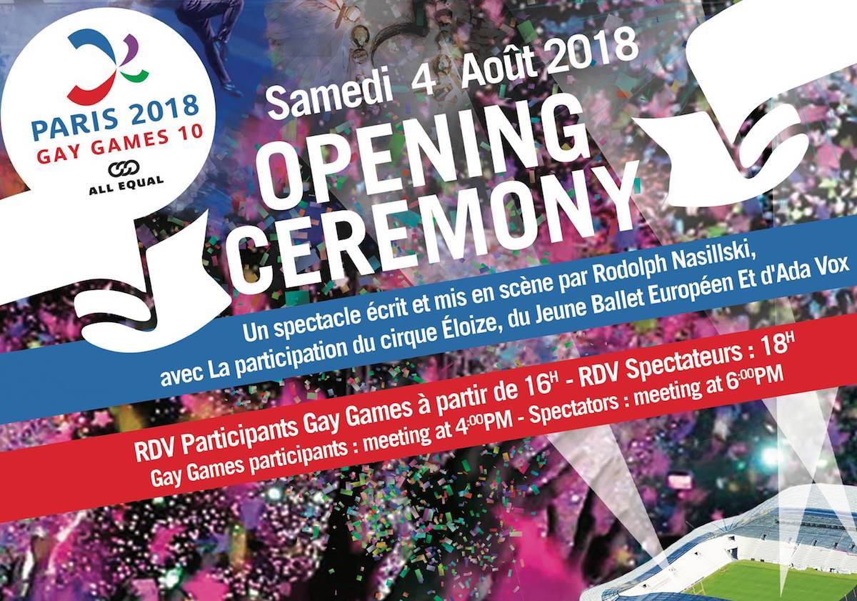 Cérémonie d'ouverture des Gay Games Paris 2018