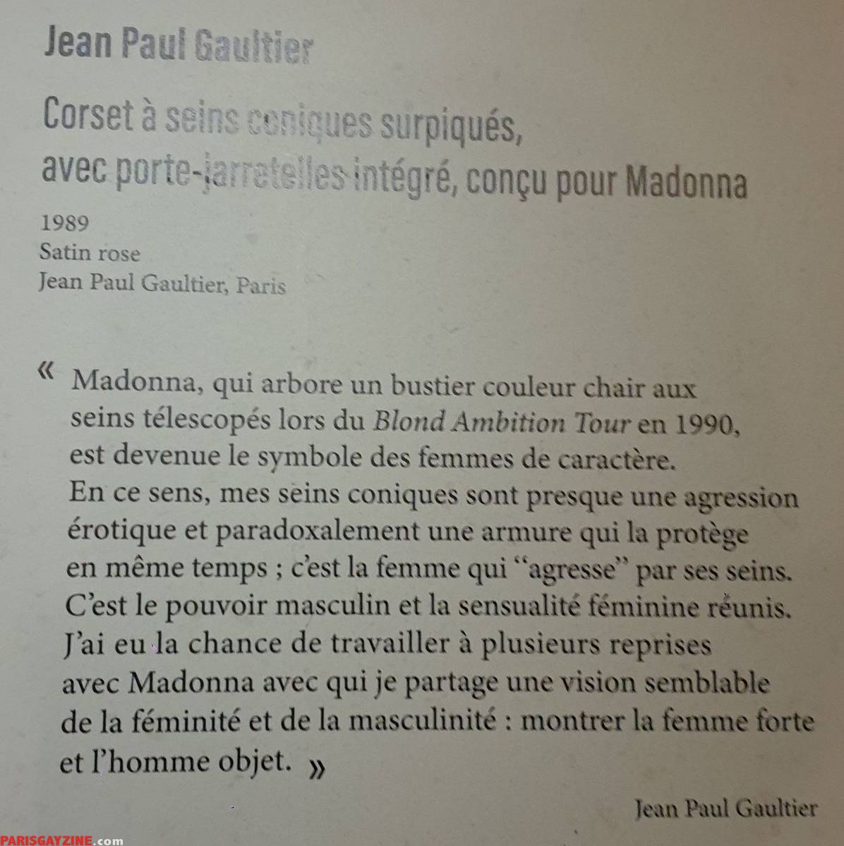 Exposition Cinémode de Jean-Paul Gaultier